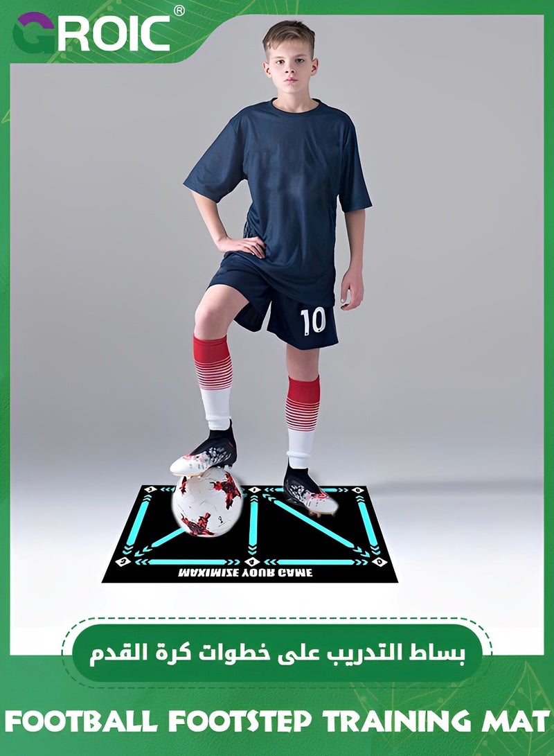 Football Footstep Training Mat, Soccer Training Mat, Agility Soccer Footstep Training Mat, Soccer Train Mat Non-Slip Silent Equipment for All Ages to Improve Speed, Strength, Coordination (90*60cm)
