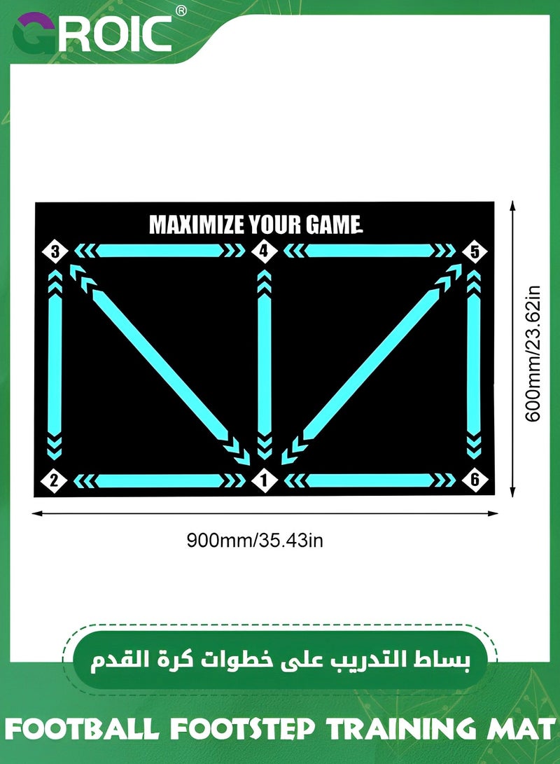 Football Footstep Training Mat, Soccer Training Mat, Agility Soccer Footstep Training Mat, Soccer Train Mat Non-Slip Silent Equipment for All Ages to Improve Speed, Strength, Coordination (90*60cm)