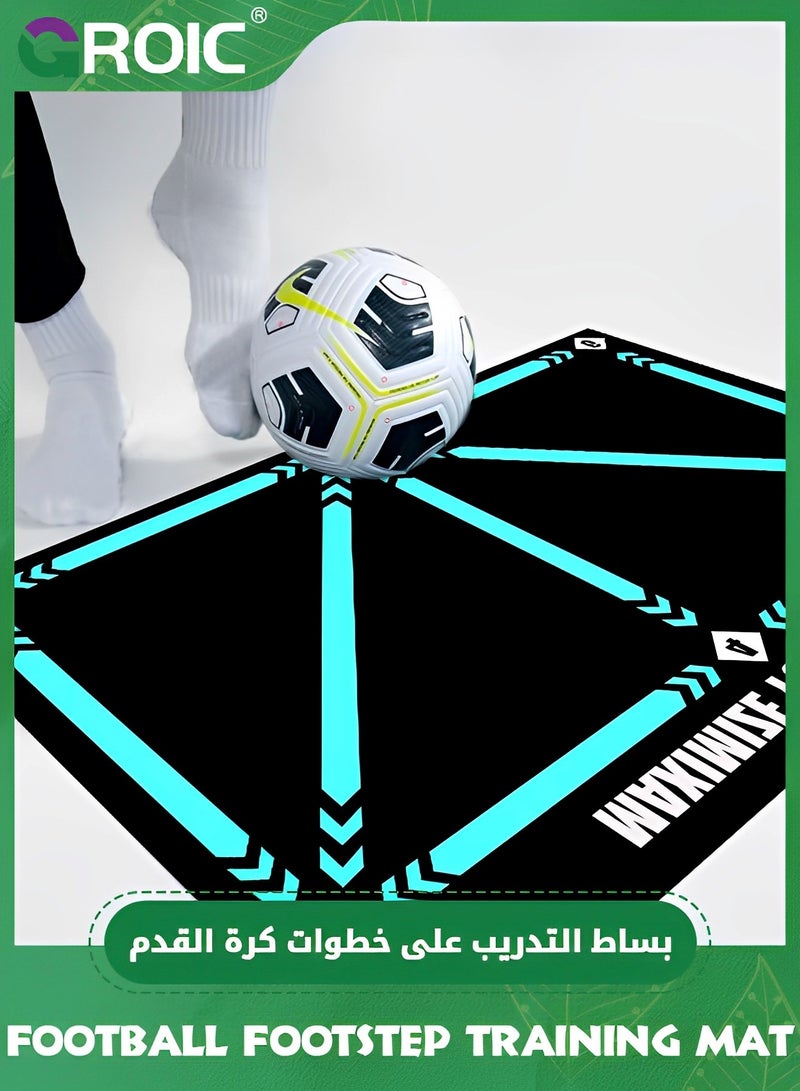 Football Footstep Training Mat, Soccer Training Mat, Agility Soccer Footstep Training Mat, Soccer Train Mat Non-Slip Silent Equipment for All Ages to Improve Speed, Strength, Coordination (90*60cm)