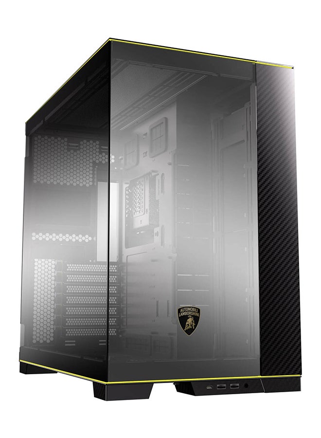 O11D EVO RGB Automobili Lamborghini Edition Tower Computer Case, Up to 420mm Radiator & 9x Fan Support, 5″ LCD Display, 4.0mm Tempered Glass, Steel & Carbon Fiber Material