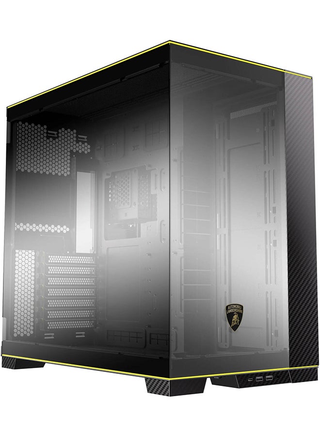 O11D EVO RGB Automobili Lamborghini Edition Tower Computer Case, Up to 420mm Radiator & 9x Fan Support, 5″ LCD Display, 4.0mm Tempered Glass, Steel & Carbon Fiber Material