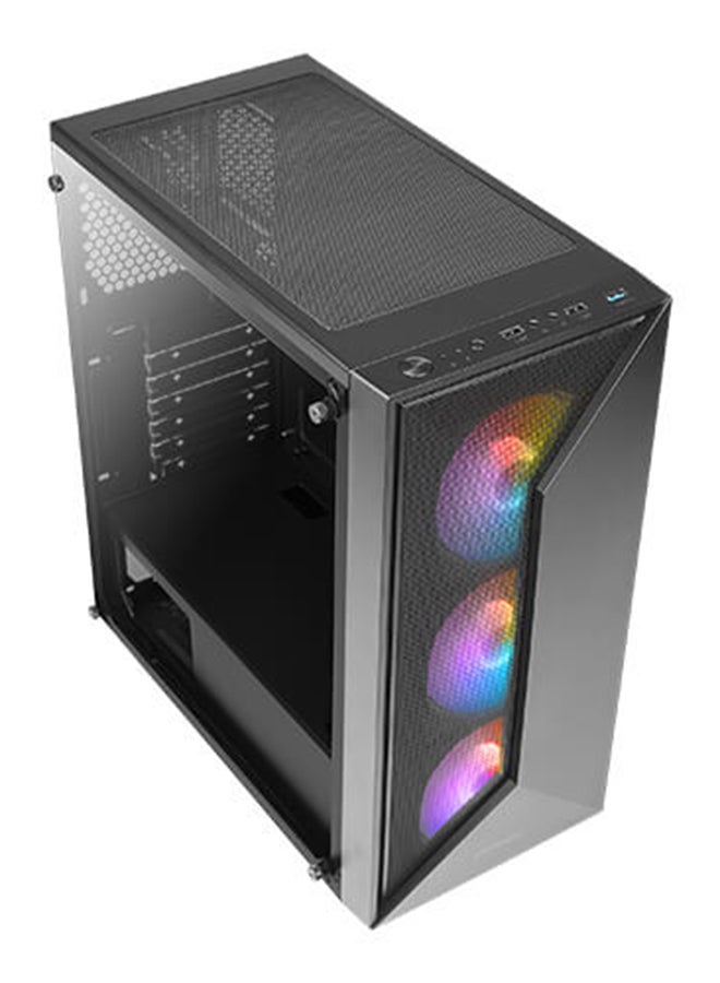 Antec NX320 ARGB Mid Tower ATX Case – Mesh Front Panel for Enhanced Airflow, Tempered Glass Side Panel, Supports Up to 6 Fans (120mm/140mm), Radiator Support (360mm Front, 240mm Top, 120mm Rear), GPU Clearance up to 380mm, Flexible Storage Options (2 x 3.5” HDD, 2 x 2.5” SSD), Tool-less Design, Superior Cable Management, Front I/O USB 3.0/2.0, HD Audio, Easy Access Dust Filters, Black | NX320 ARGB