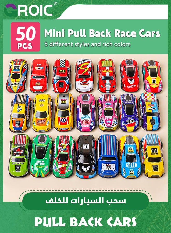 50 Pack Pull Back Toy Cars with Storage Box, Back to Force Toy Cars, Alloy Cast Mini Die-Cast Race Cars Vehicles Bulk, Party Favor Race Cars Toys, Best Gifts for Toddlers