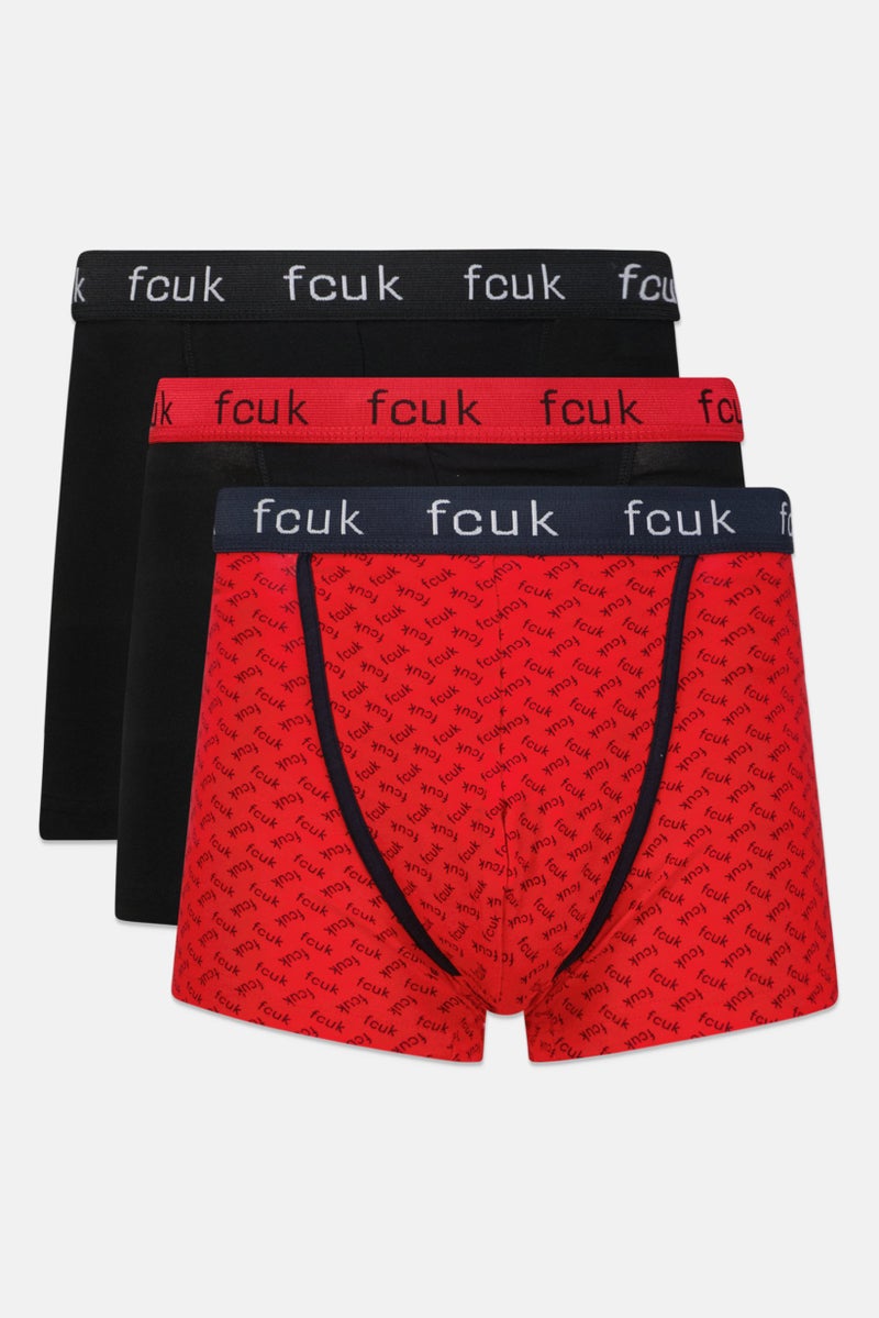 Men 3 Pack Brand Logo Black/Red Combo