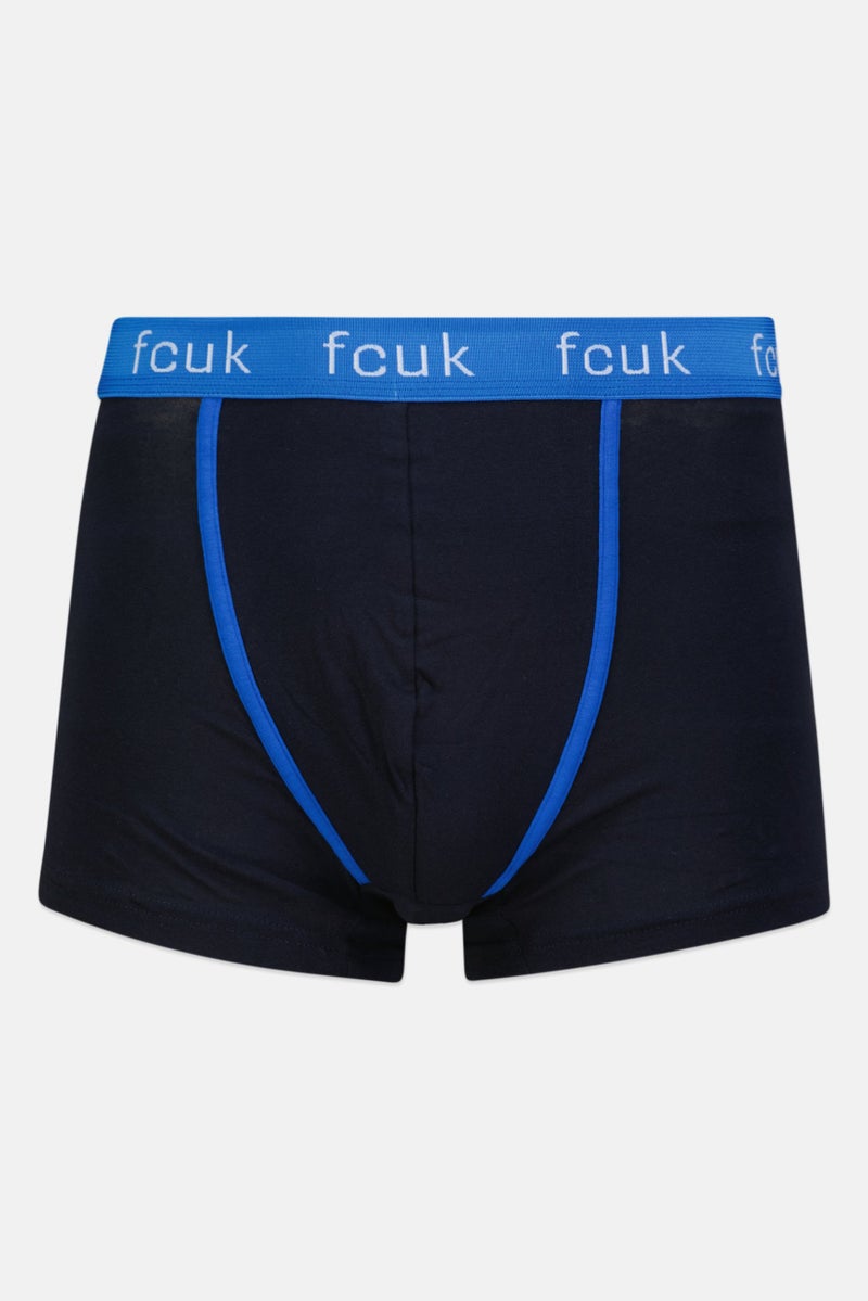 Men 3 Pack Brand Logo Boxer Brief, Black/White/Blue