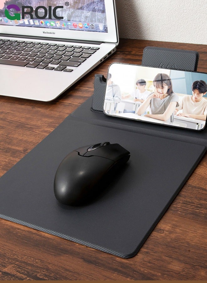 Black 5 in 1 Wireless Charging Station Mouse Pad for Apple Devices, Fast Charger Stand fits iPhone, Apple Watch Ultra SE 8 7 6 5 4 3 2, AirPods 3 2 Pro, Samsung Qi Phone