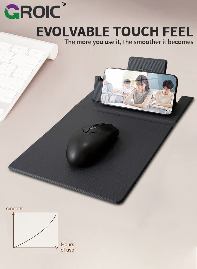 Black 5 in 1 Wireless Charging Station Mouse Pad for Apple Devices, Fast Charger Stand fits iPhone, Apple Watch Ultra SE 8 7 6 5 4 3 2, AirPods 3 2 Pro, Samsung Qi Phone