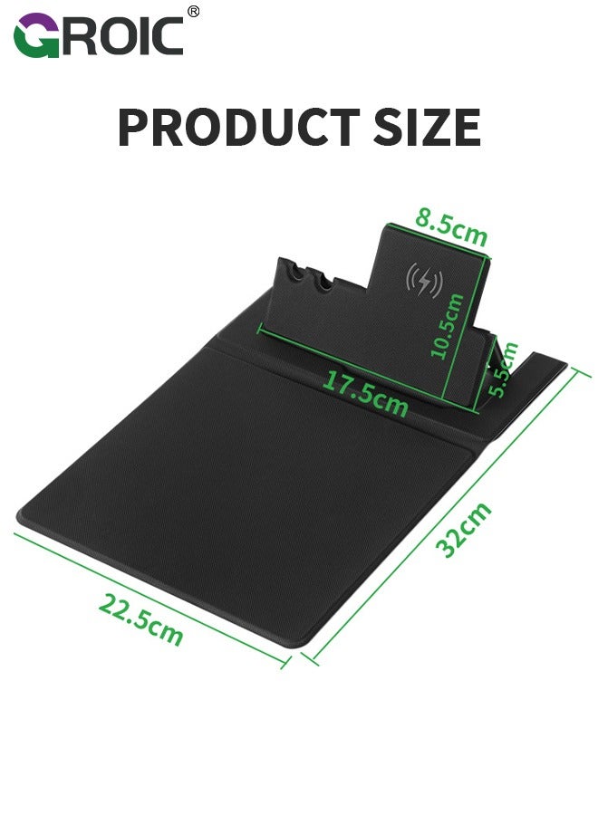 Black 5 in 1 Wireless Charging Station Mouse Pad for Apple Devices, Fast Charger Stand fits iPhone, Apple Watch Ultra SE 8 7 6 5 4 3 2, AirPods 3 2 Pro, Samsung Qi Phone