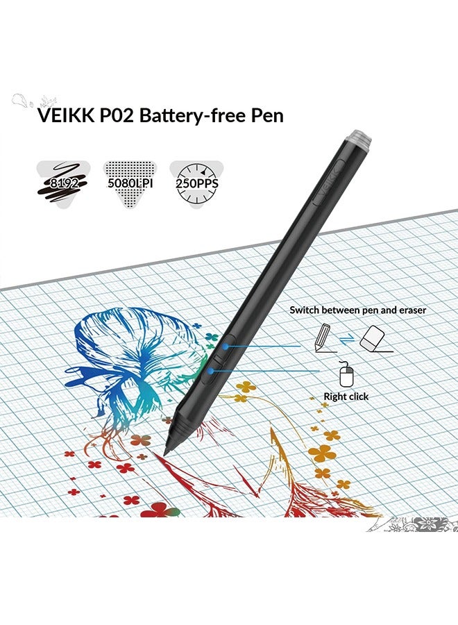 Digital Drawing Tablet VEIKK A15Pro Graphics Pen Tablet 10 x 6 Inch Graphics Tablet with 12 Shortcut Keys and 1 Quick Dial,Supports Tilt Function,for MAC/Win/Linux/Android OS (Blue)