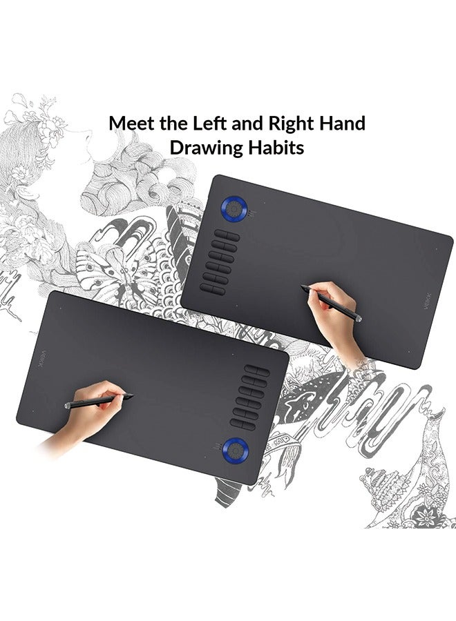 Digital Drawing Tablet VEIKK A15Pro Graphics Pen Tablet 10 x 6 Inch Graphics Tablet with 12 Shortcut Keys and 1 Quick Dial,Supports Tilt Function,for MAC/Win/Linux/Android OS (Blue)