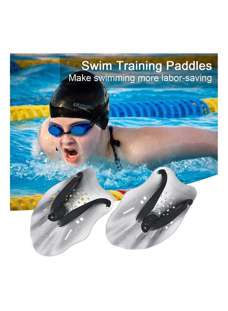 Swim Paddles Hand Training with Adjustable Straps Swimming for Women Men and Children Professional Accessories 1 Pair