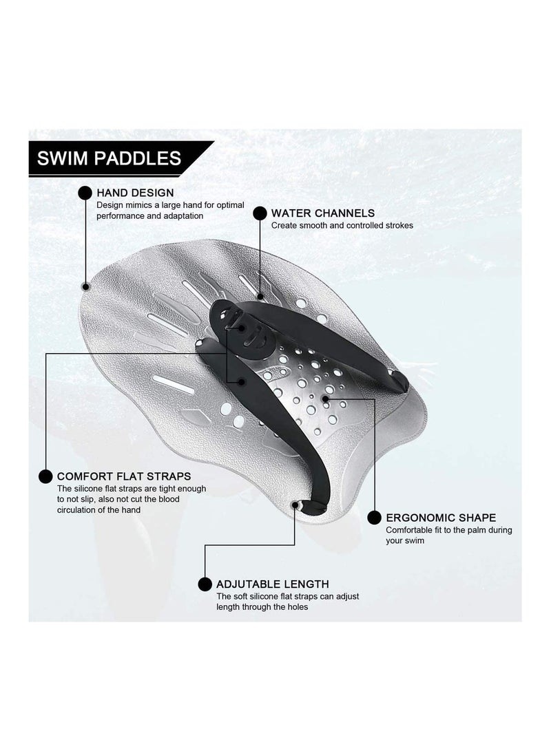 Swim Paddles Hand Training with Adjustable Straps Swimming for Women Men and Children Professional Accessories 1 Pair