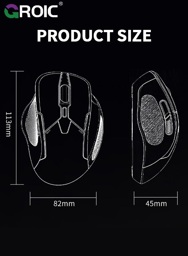 Wireless Gaming Mouse, 1600 DPI Wireless Gamer Mouse, BT & 2.4G Wireless, 45-Hour Power Capacity for PC/Mac/Laptop