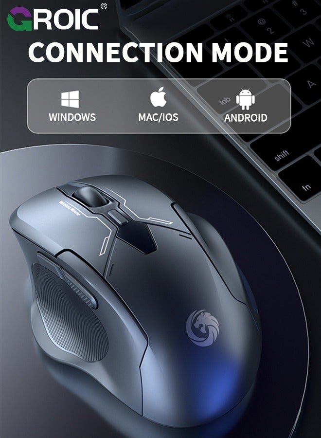 Wireless Gaming Mouse, 1600 DPI Wireless Gamer Mouse, BT & 2.4G Wireless, 45-Hour Power Capacity for PC/Mac/Laptop