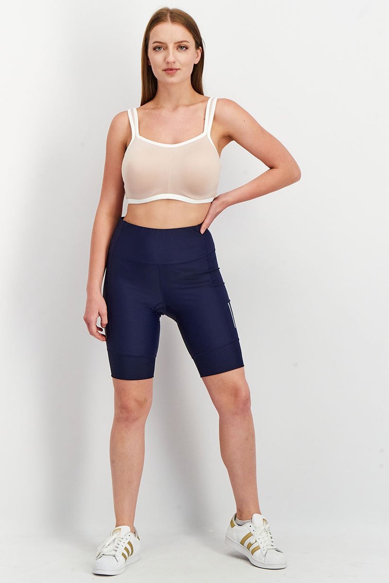 Women Sportswear Fit Pull On Solid Cycling Shorts, Navy