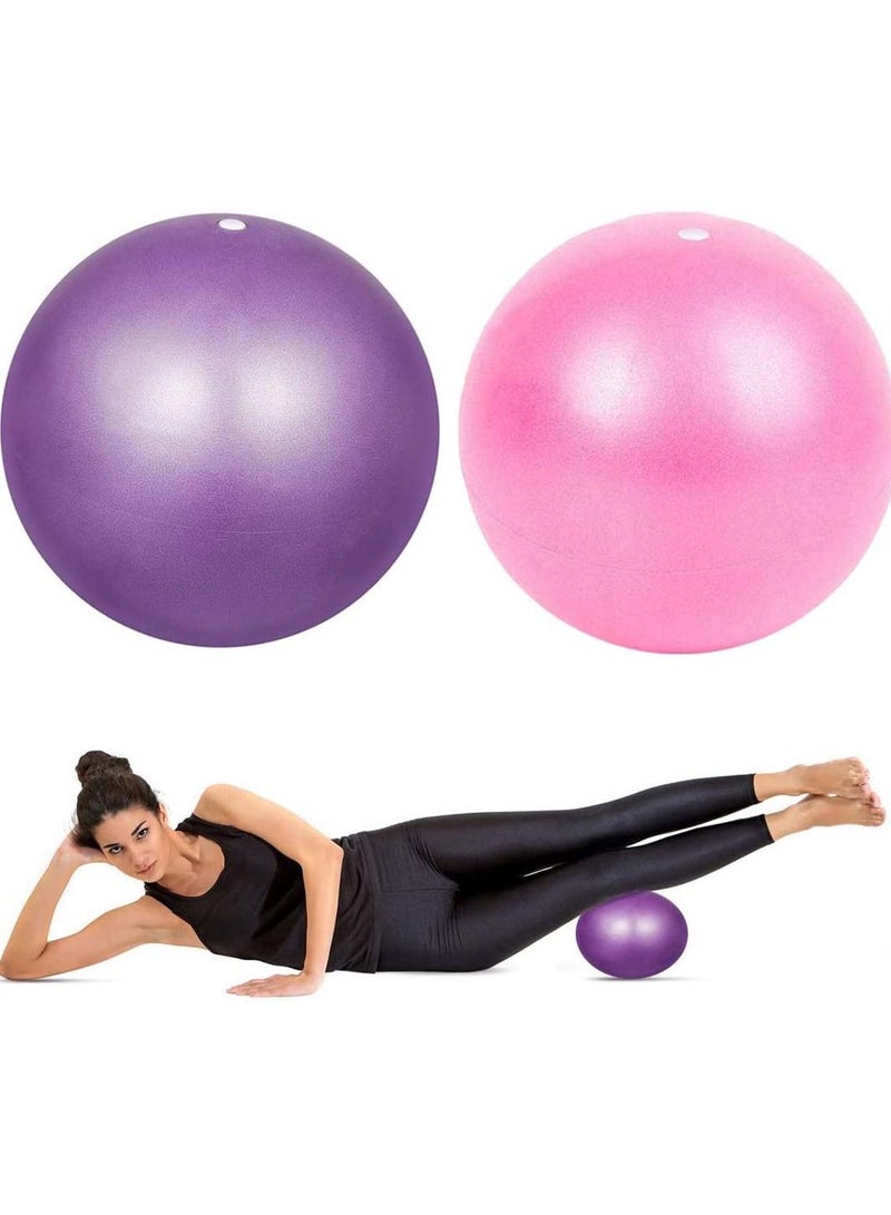 2 pcs Soft Pilates Balls 25CM Exercise Balance Ball Gym Fitness Perfect for Yoga Core Training and Physical Therapy Pink  Purple