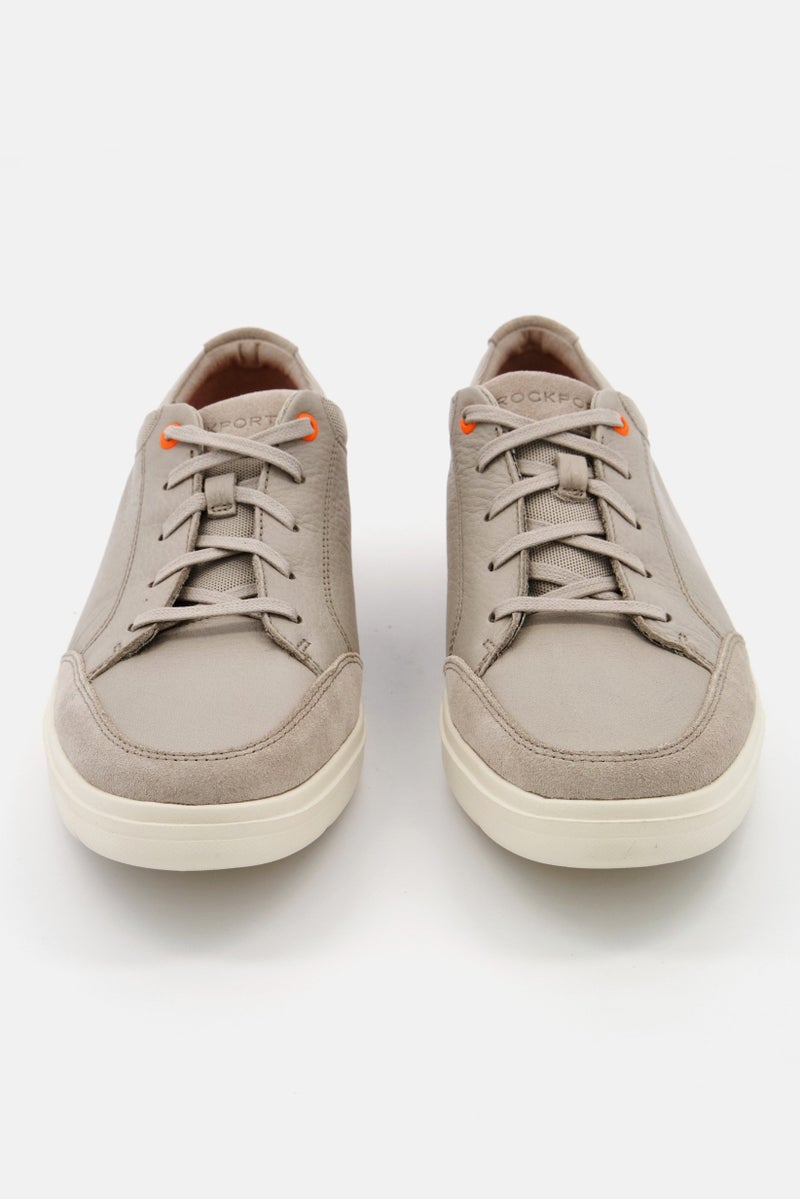Men Wide Tm Court Blucher Leather Casual Shoes, Light Grey