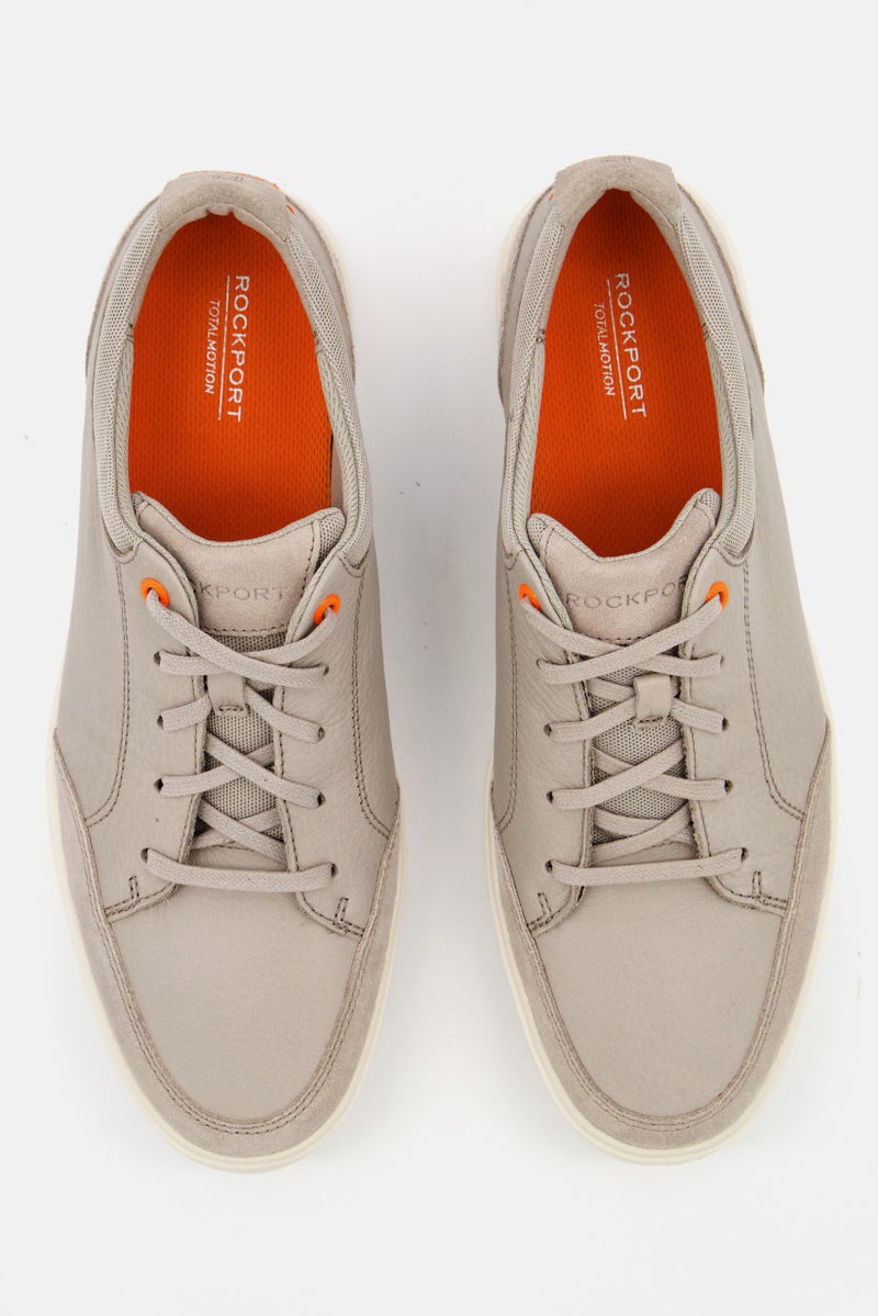 Men Wide Tm Court Blucher Leather Casual Shoes, Light Grey
