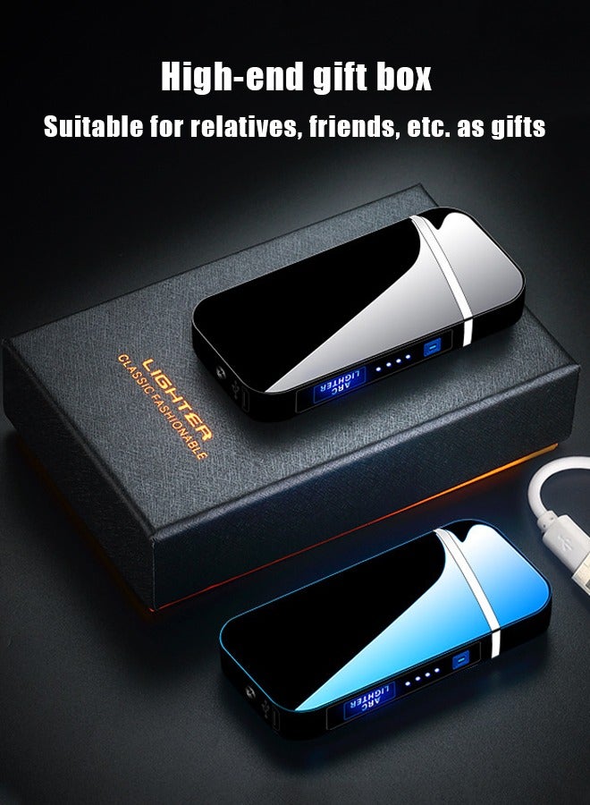 2024 NEW Dual Arc Plasma Lighter Windproof USB Rechargeable Flameless Lighter with Touch Sensing Function, Rechargeable Electric Slim Lighter No Fuel for Adventure, Camping, Hiking, Traveling, etc