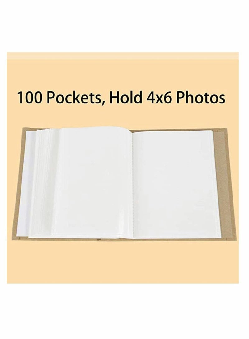 Photo Album, Baby Photo Album, 100 Inserts Album Wholesale Photo Studio Kraft Paper Photo Album, Child Growth Souvenir Album, Suitable for Boys and Girls, 4 x 6 Inches, 1 Pcs