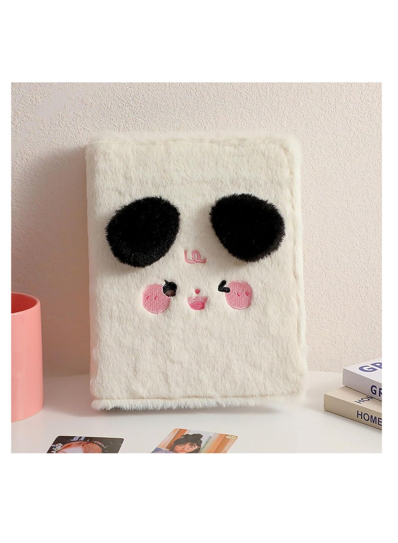 Kpop Photocard Album A5 Binder Cartoon Plush Photocard Album with 20 Pcs Inner 3 Inch Photo Album Sleeves in Loose Leaf Refillable 6 Rings Binder Cover Photocard Holder Book for Picture Cards Storage