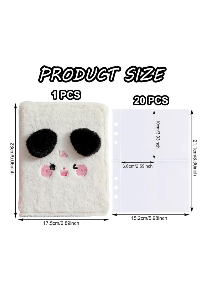 Kpop Photocard Album A5 Binder Cartoon Plush Photocard Album with 20 Pcs Inner 3 Inch Photo Album Sleeves in Loose Leaf Refillable 6 Rings Binder Cover Photocard Holder Book for Picture Cards Storage