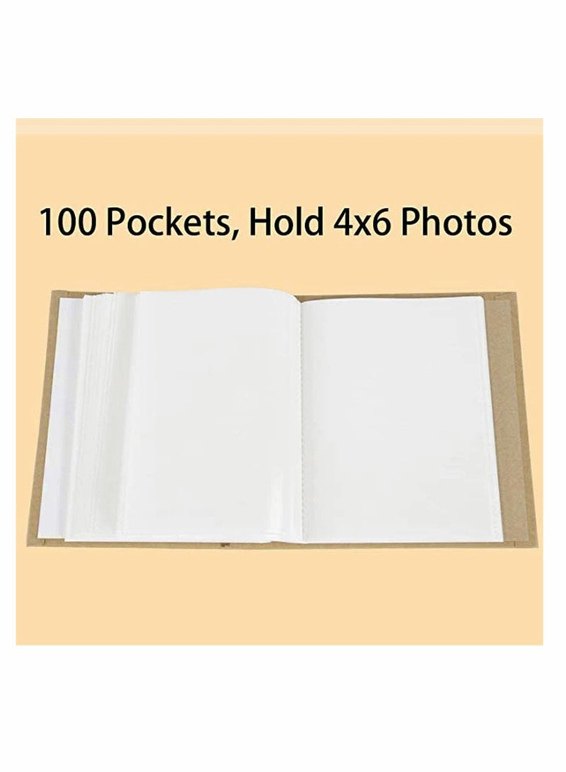 Photo Album, Baby Photo Album, 100 Inserts Album Wholesale Photo Studio Kraft Paper Photo Album, Child Growth Souvenir Album, Suitable for Boys and Girls, 4 x 6 Inches, 1 Pcs