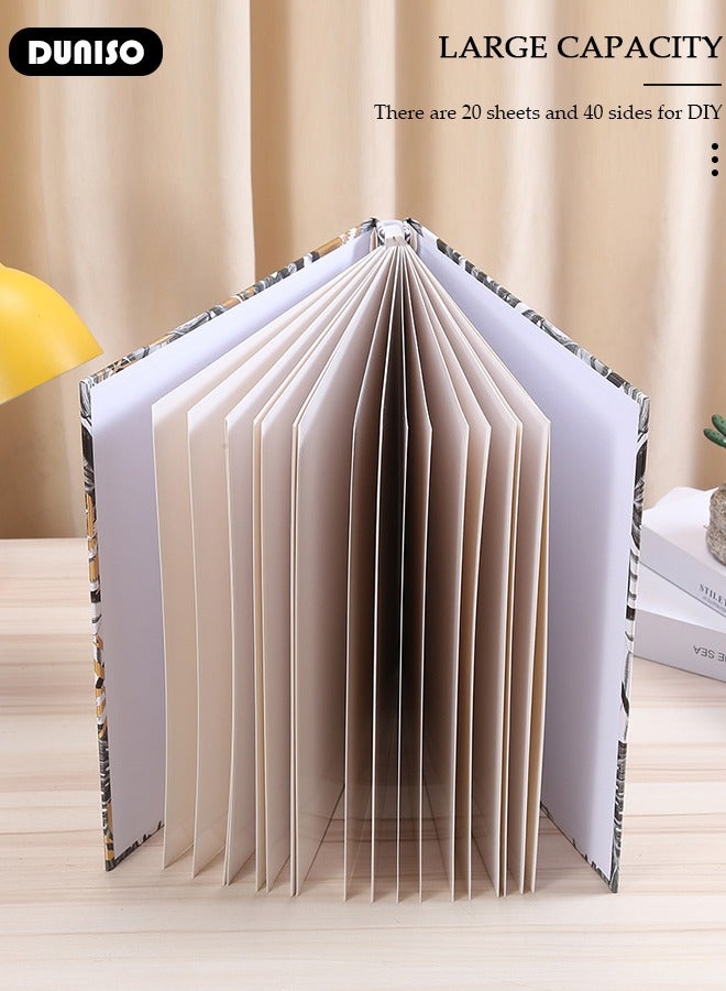 Large Self Adhesive Album, 36 x 34cm Extra Large Capacity Hand Made DIY Albums, 20 Pages Vintage Blank Pages Memory Book for Family Anniversary Photos