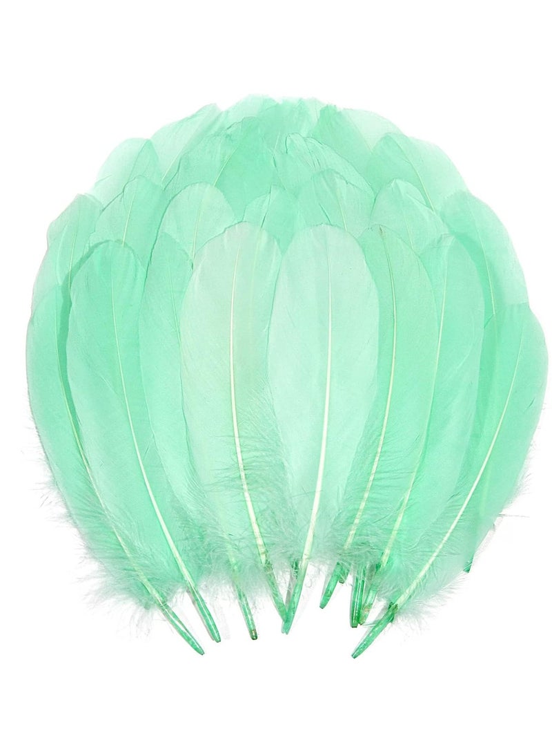 100PCS Natural Goose Feathers Decoration Assorted Colorful 6-8 inch Feather for DIY Crafts Festival Erikord(Green)