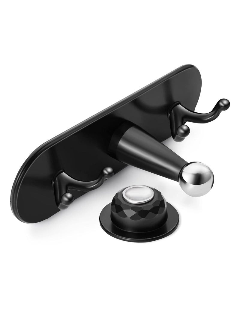 SYOSI Multifunctional Magnetic Door Stop, Magnetic Door Stop with Coat Hook Double-Sided Adhesive Tape Wall Mounted No Drilling