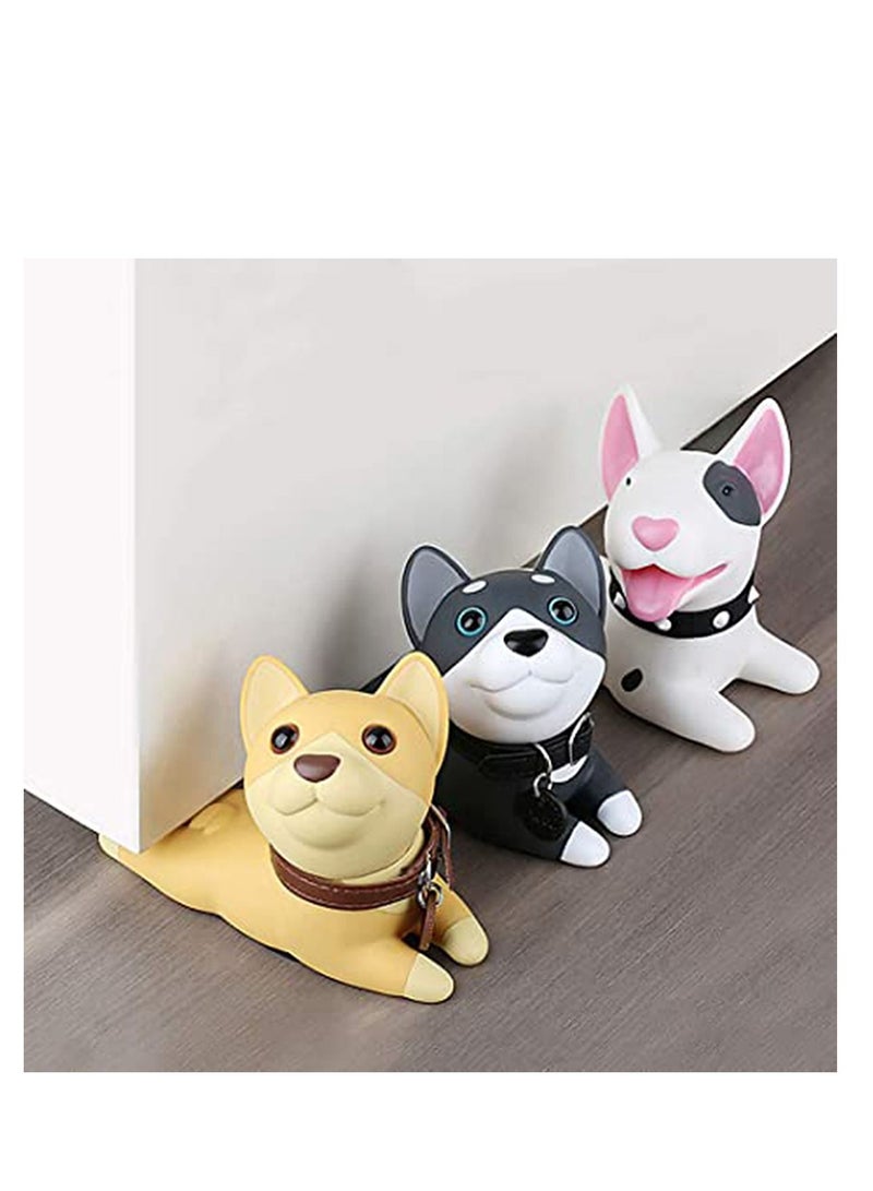 Decorative Door Stopper Dog Door Stopper Door Stop Silicone Door Stops Style Door Wedge for Home and Office Black and White, Prevent Accidental Locks In the Room