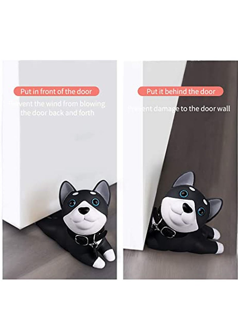 Decorative Door Stopper Dog Door Stopper Door Stop Silicone Door Stops Style Door Wedge for Home and Office Black and White, Prevent Accidental Locks In the Room