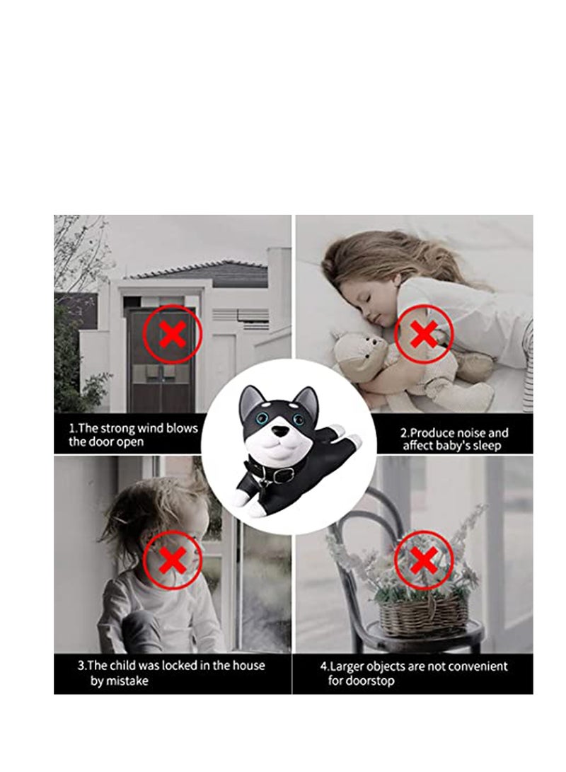 Decorative Door Stopper Cute Dog Door Stopper Door Stop Silicone Door Stops Cute Style Door Wedge for Home and Office Black and White, Prevent Accidental Locks In the Room