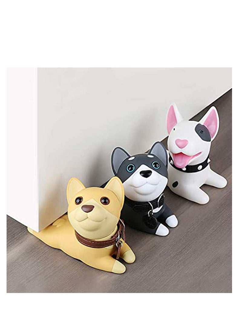 Decorative Door Stopper Cute Dog Door Stopper Door Stop Silicone Door Stops Cute Style Door Wedge for Home and Office Black and White, Prevent Accidental Locks In the Room