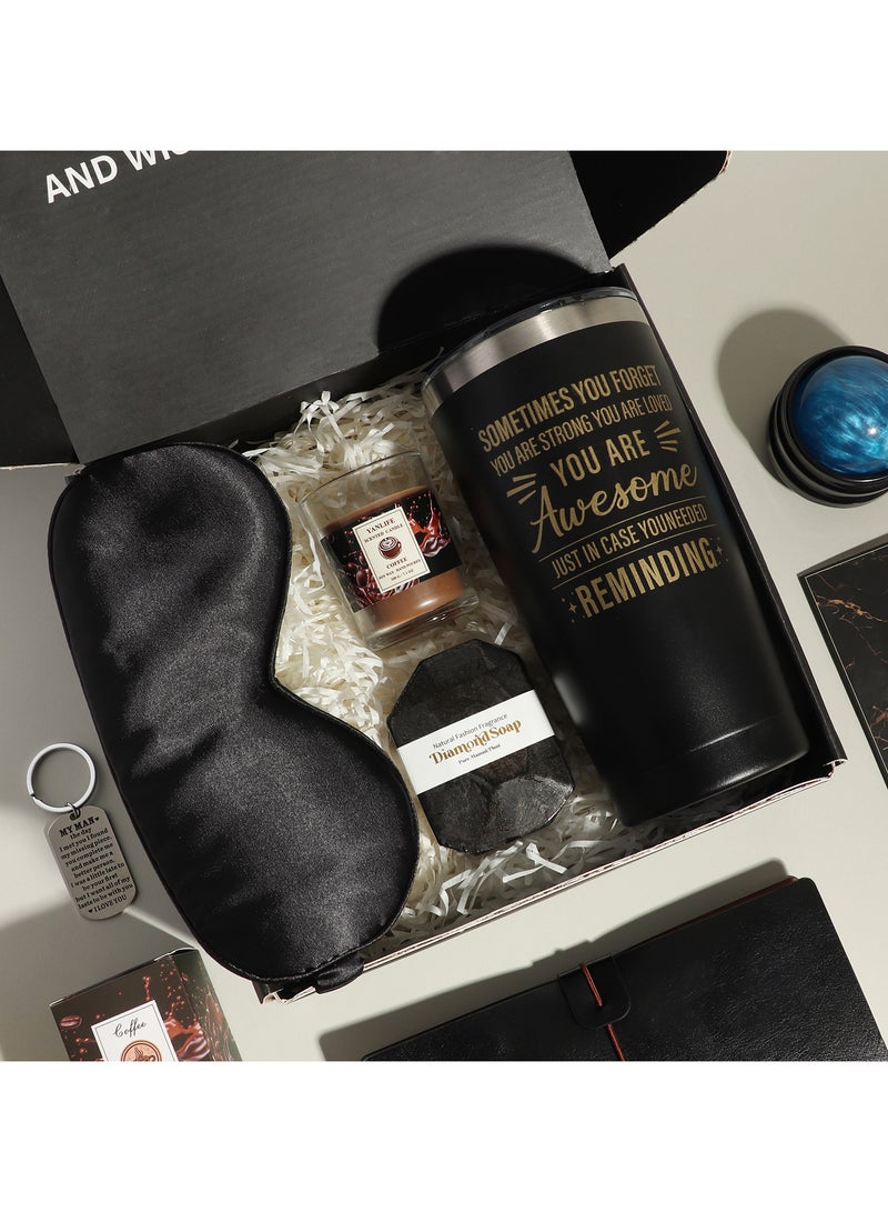 Gift Baskets for Men - Birthday Gift Box Set Contains 12 Items Inspirational Gifts Relaxing Spa Treatment Packages for Men Friendship Friend Gifts for Men