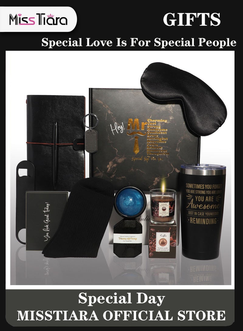 Gift Baskets for Men - Birthday Gift Box Set Contains 12 Items Inspirational Gifts Relaxing Spa Treatment Packages for Men Friendship Friend Gifts for Men