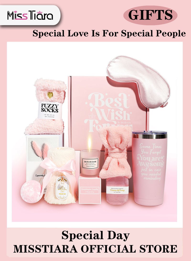 Gift Basket for Women - Birthday Gift Box Get Well Soon Gift Set Contains 11 Inspirational Gifts Relaxing Spa Treatment Package for Women Bestie Friendship Female Friend Gift