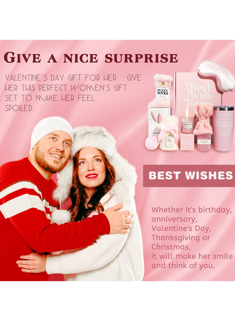 Gift Basket for Women - Birthday Gift Box Get Well Soon Gift Set Contains 11 Inspirational Gifts Relaxing Spa Treatment Package for Women Bestie Friendship Female Friend Gift