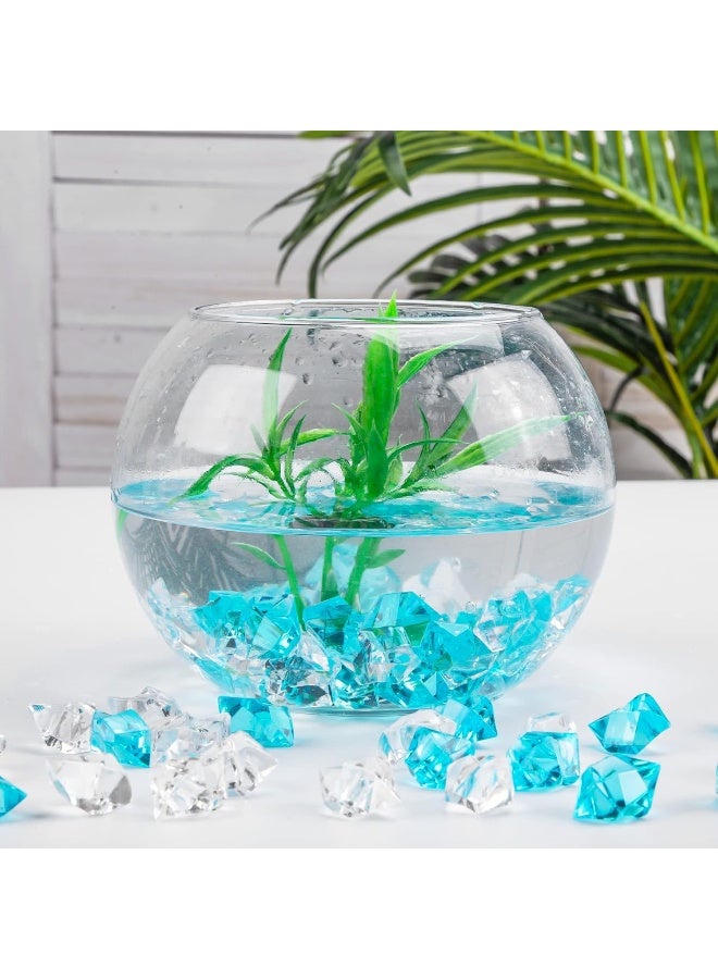 Premium Blue Fake Crushed Ice Rocks, 150 PCS Fake Diamonds Plastic Ice Cubes Acrylic Clear Ice Rock Diamond Crystals Fake Ice Cubes Gems for Decoration Wedding Display Vase Fillers by