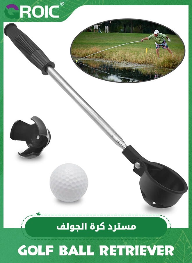 Golf Ball Retriever, Golf Ball Retriever Telescopic Set, Max 6.4Ft Portable Stainless Ball Retriever Tool Golf, with Golf Ball Picker Upper for Putter, Golf Accessories for Men Women