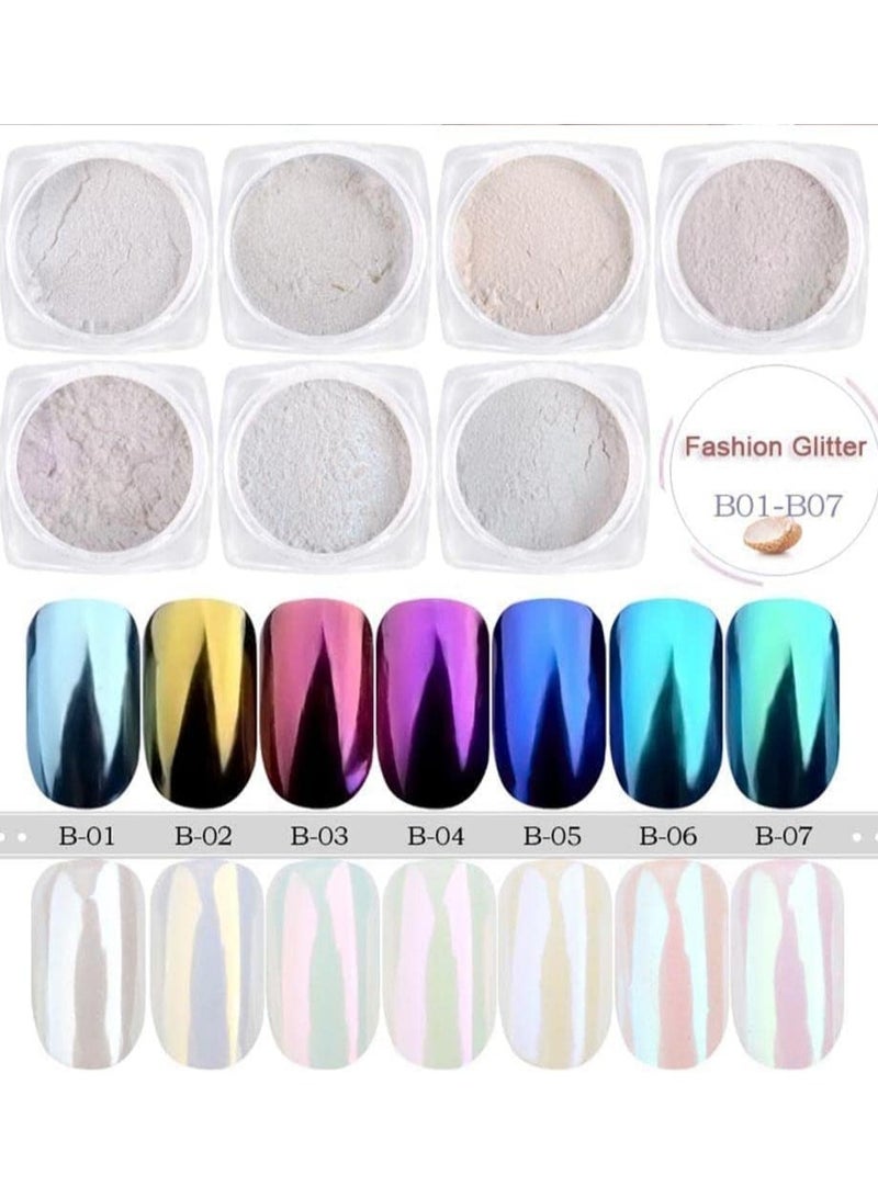 Pearl Chrome Powder Nail Powder Nail Decoration 7 cans