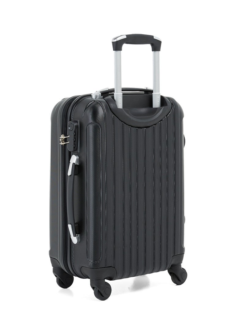 Hard Case Travel Bag Cabin Luggage Trolley ABS Lightweight Suitcase with 4 Spinner Wheels KH132 Black