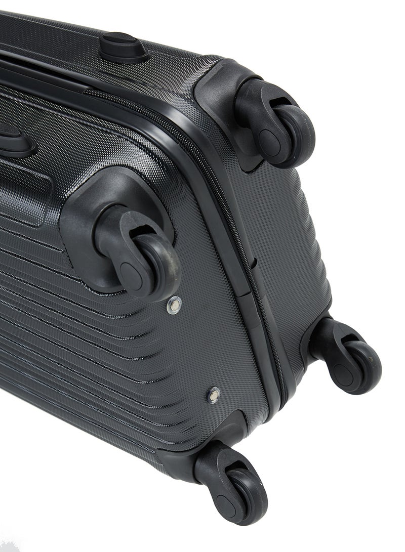 Hard Case Travel Bag Cabin Luggage Trolley ABS Lightweight Suitcase with 4 Spinner Wheels KH132 Black