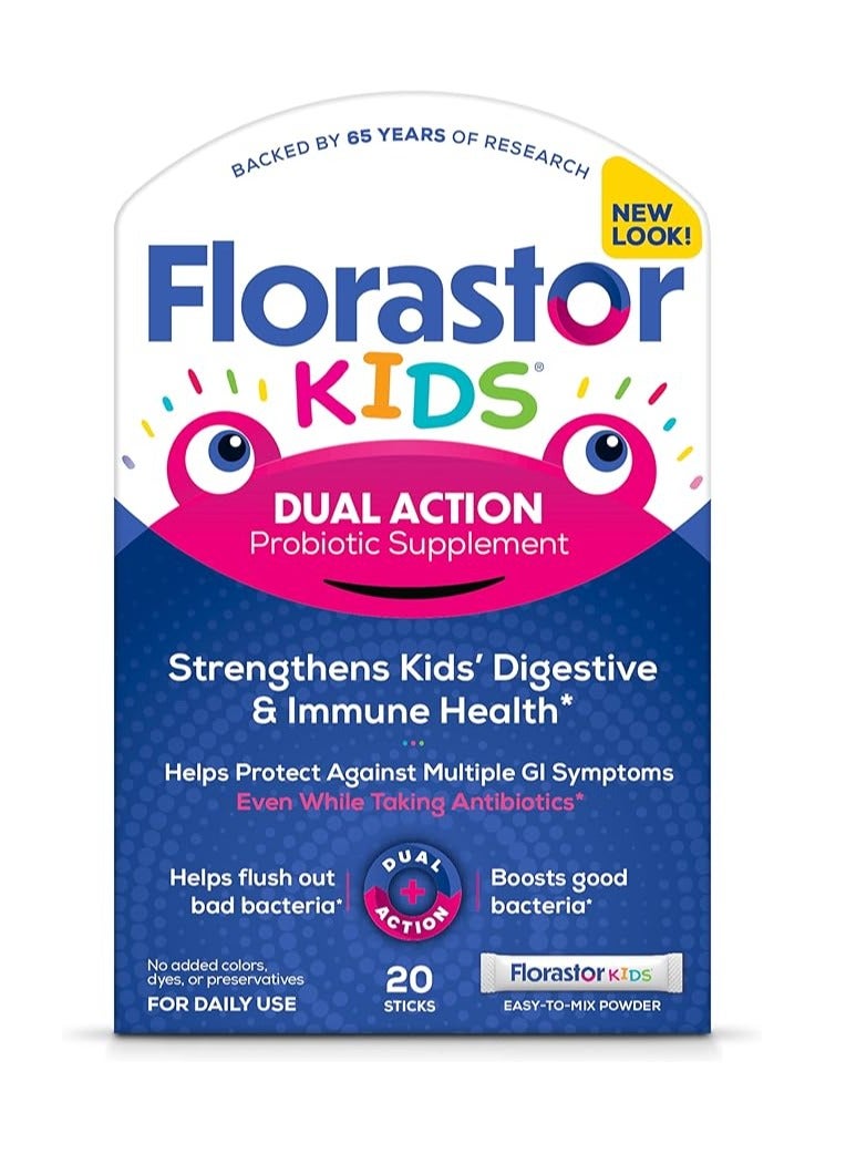 kids Dual Action Probiotic Supplement Digestive and Immune Health 20 sticks