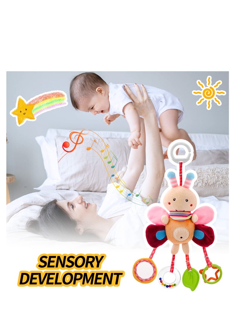 Soft Plush Sensory Hanging Toys for Newborns Stroller Rattles Developmental Pushchair Accessories