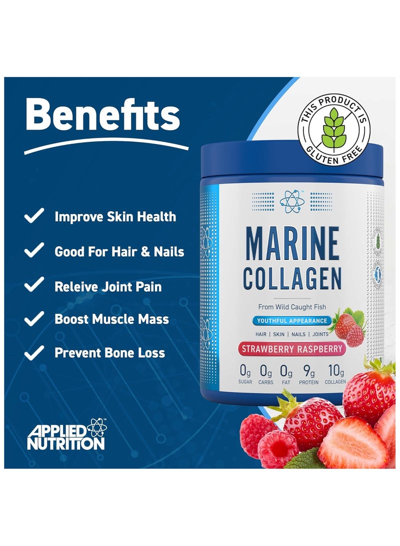 Marine Collagen Powder Hydrolysed Collagen Protein Healthy Skin Hair Nails Strawberry & Lemonade300g