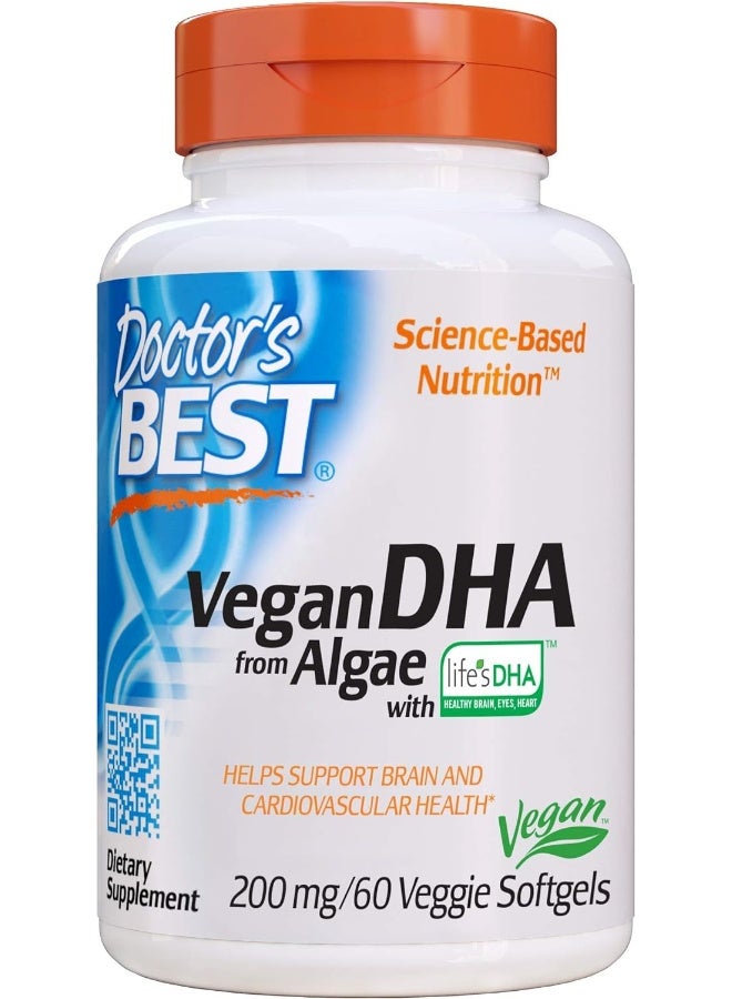 Vegetarian Dha From Algae Non-Gmo Vegan Gluten Free 200 Mg 60 Count