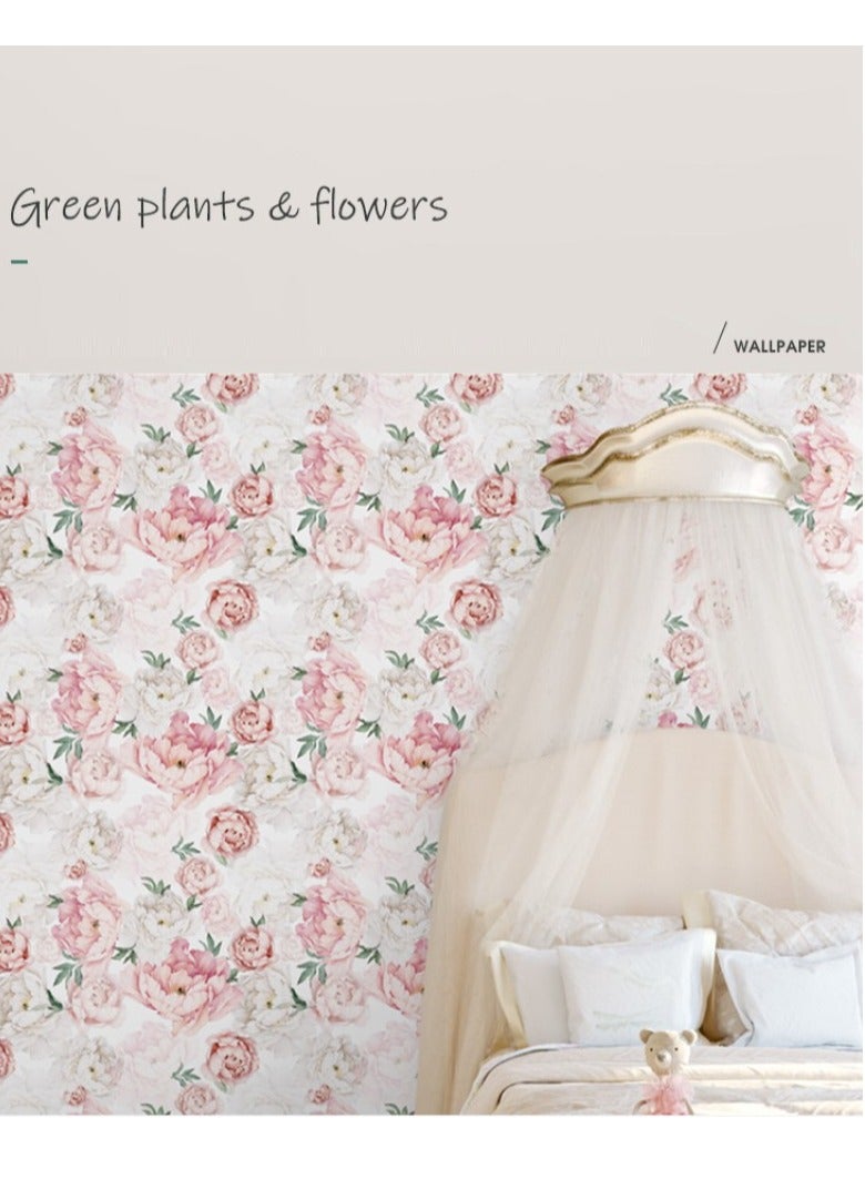 Floral Wallpaper Peel and Stick Self Adhesive Removable Watercolor Floral Wallpaper Vinyl Flower Contact Paper for Decorative Bedroom Home Wall Width 0.45 M Length 3 M