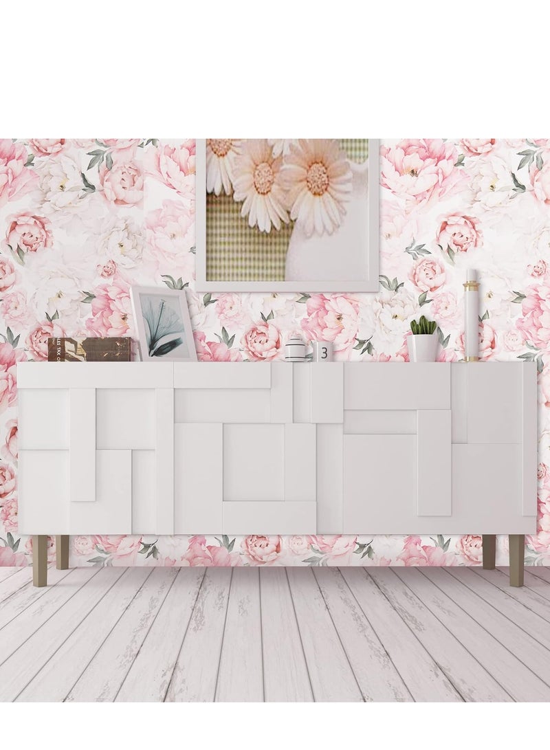Floral Wallpaper Peel and Stick Self Adhesive Removable Watercolor Floral Wallpaper Vinyl Flower Contact Paper for Decorative Bedroom Home Wall Width 0.45 M Length 3 M
