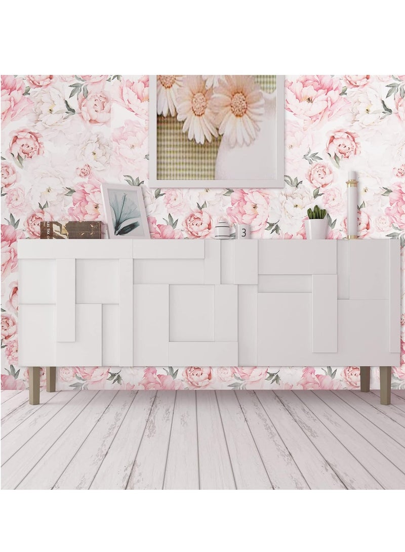 Floral Wallpaper Peel and Stick Self Adhesive Removable Watercolor Floral Wallpaper Vinyl Flower Contact Paper for Decorative Bedroom Home Wall Width 0.45 M Length 3 M